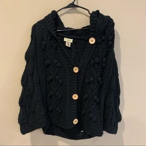 S line Crochet women’s black chunky shawl hoodie